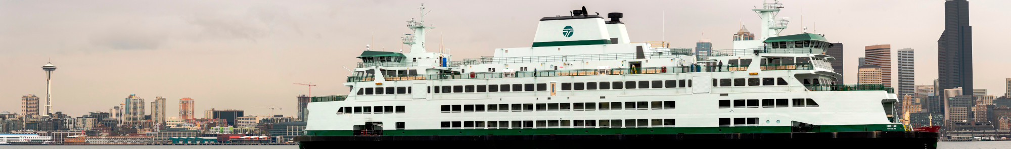 WSF ferry with Seattle cityscape